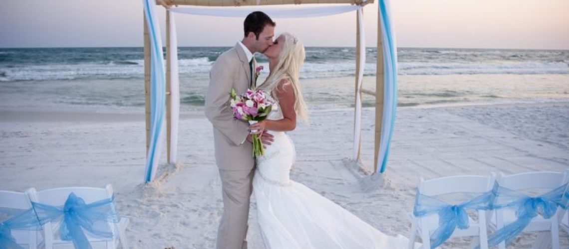 Bride and Groom at their Beach Wedding