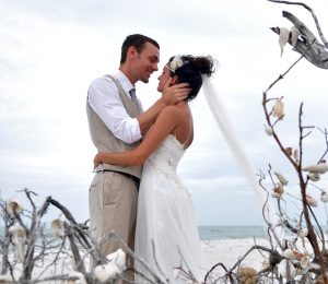 Lovers Key Beach Wedding Kiss